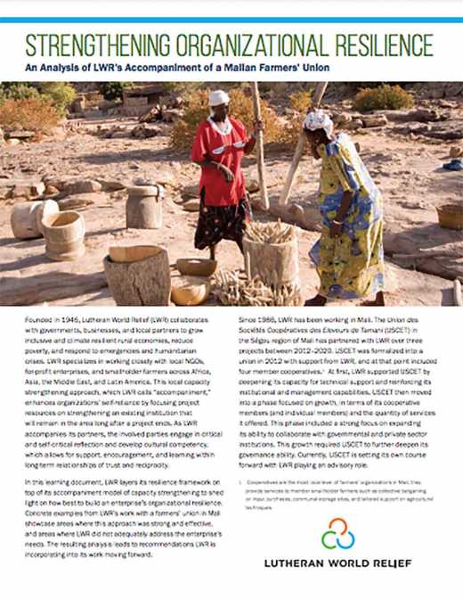 Strengthening Organizational Resilience: An Analysis of LWR's Accompaniment of a Malian Farmers' Union