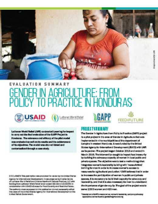 Gender in Agriculture: From Policy to Practice